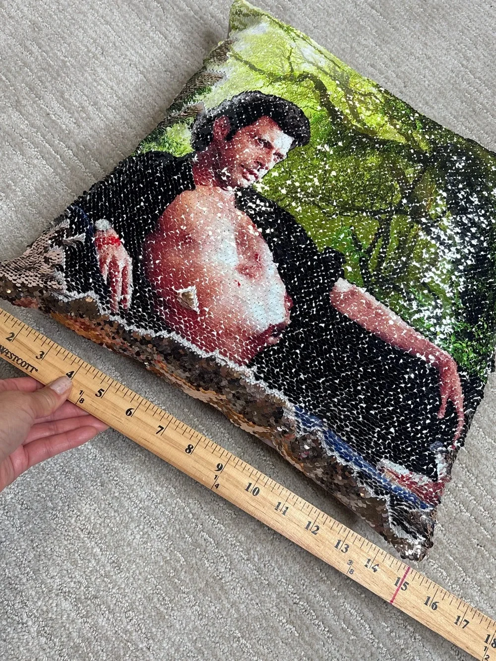 Jeff Goldblum Jurassic Park Reversible Sequin Flip Pillow 15 X 15 Cushion Decor